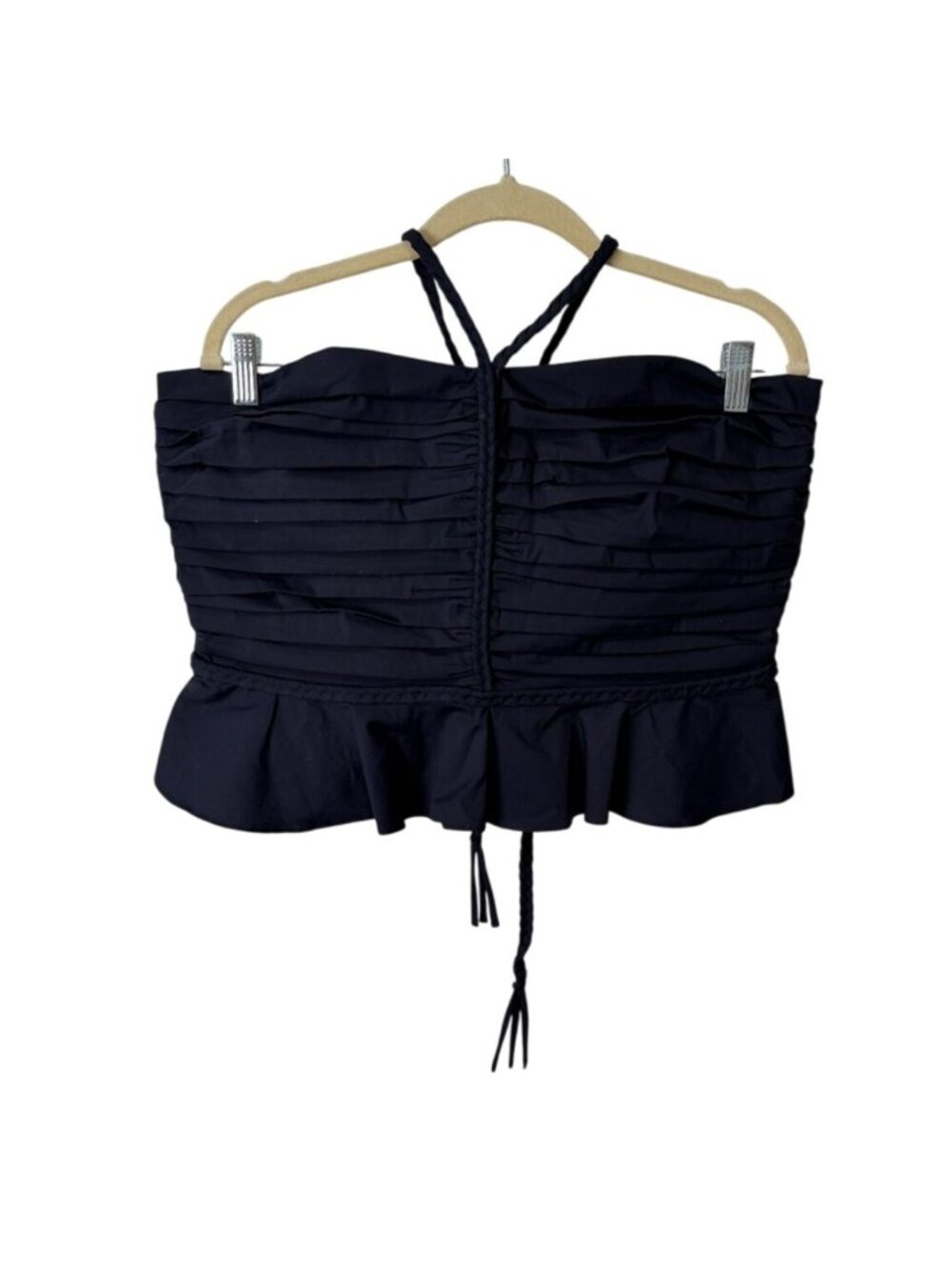Veronica Beard Womens Size 14 Sleeveless Top Arienne Ruched Halter Navy Blue - Picture 2 of 11